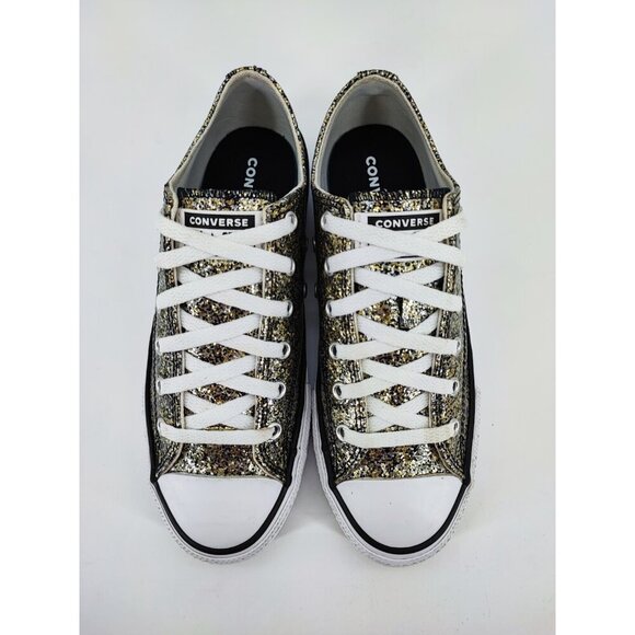 Converse Juniors Metallic Black/Silver Sparkle Casual Shoes Size 5.5 US - Picture 4 of 8